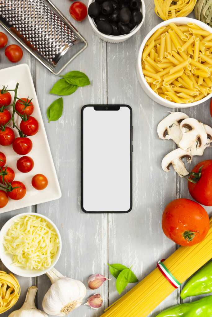 food frame with smartphone mock up